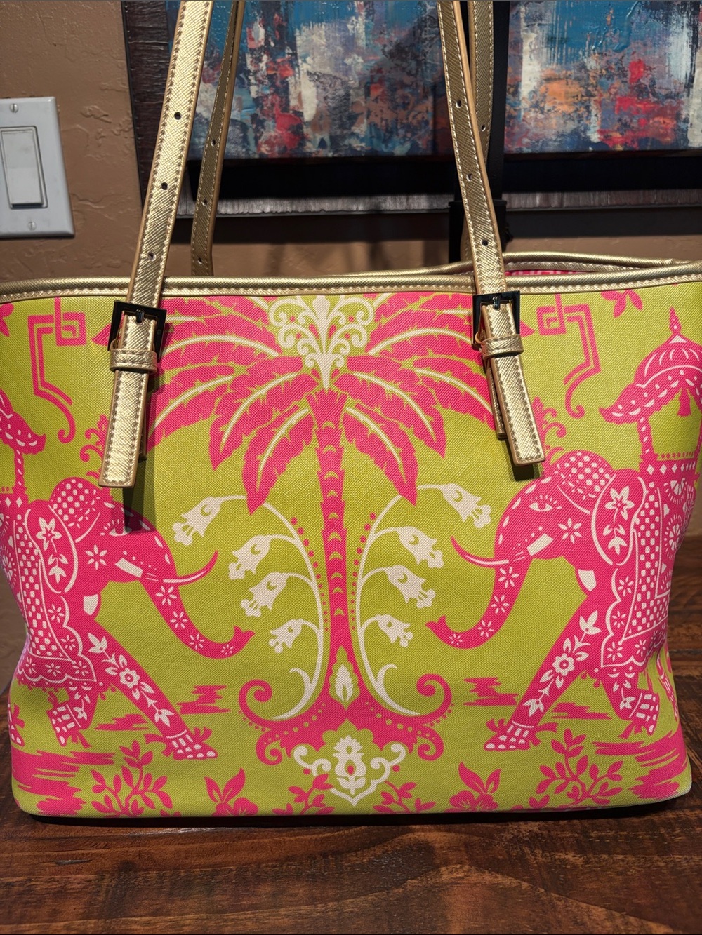 Spartina 449 Tropical Elephant Tote & Matching Wallet Wristlets - Picture 7 of 16